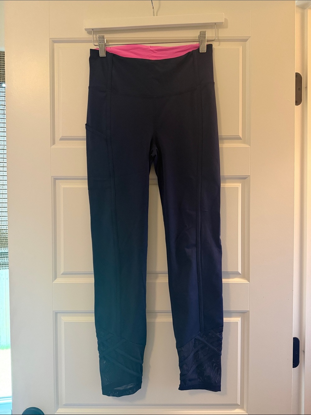Lilly Pulitzer Navy Leggings with Pink Foldover Waistband